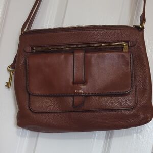 Fossil Brown Leather Crossbody Bag